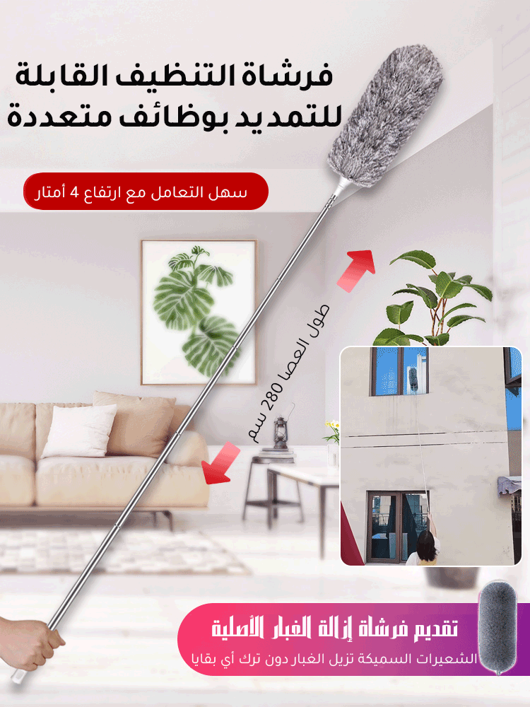 فرشاة التنظيف القابلة للتمديد الطويلة جدا 4 أمتار - قطعتين