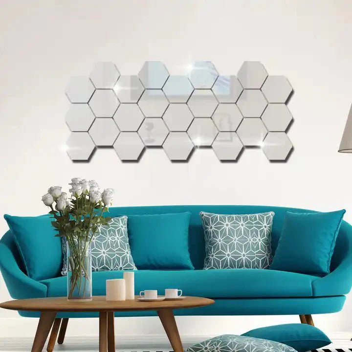 ديكور المرايا المميز سهل التركيب (12 قطعة) - Makfool