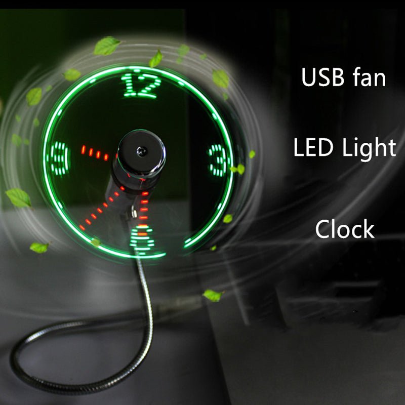 مروحة USB مضيئة مع ساعة توقيت مميزة - Makfool