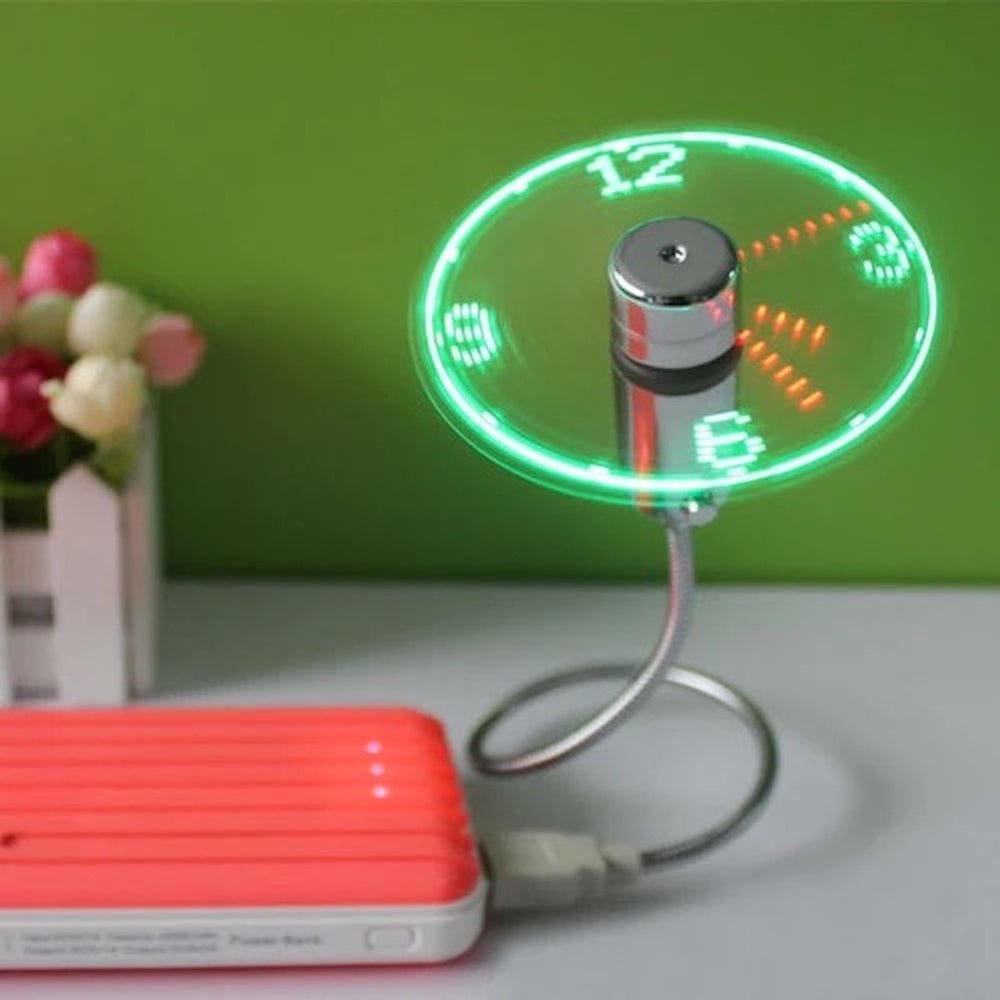مروحة USB مضيئة مع ساعة توقيت مميزة - Makfool